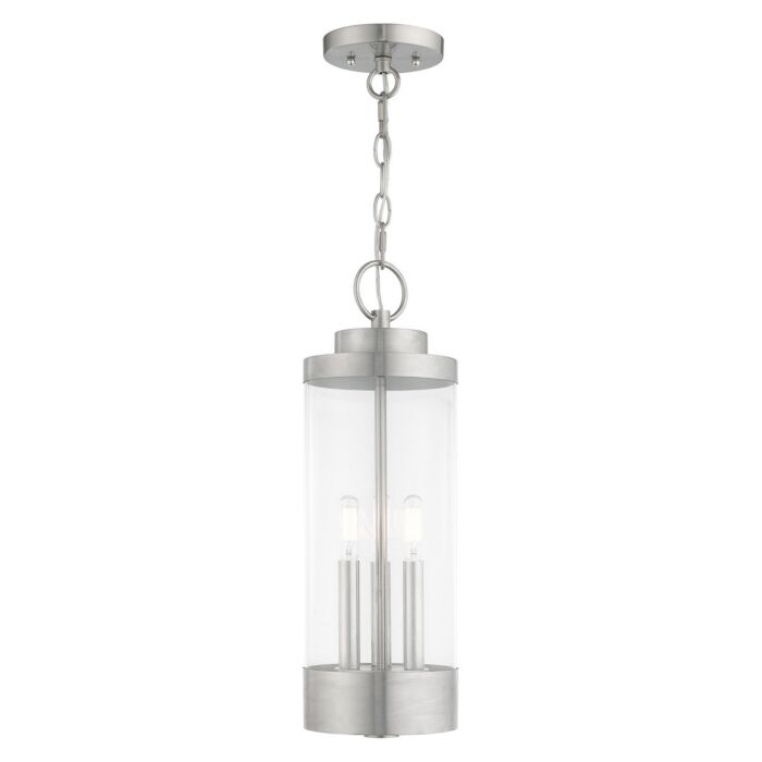 Hillcrest 3-Light Outdoor Pendant in Brushed Nickel