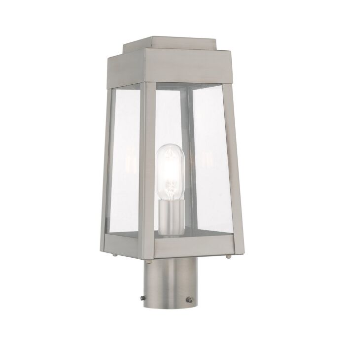 Oslo 1-Light Outdoor Post-Top Lanterm in Brushed Nickel
