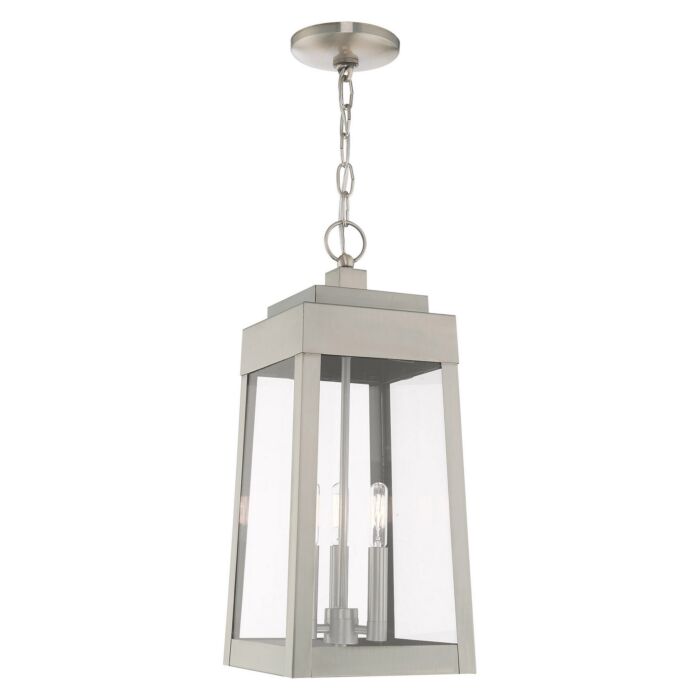Oslo 3-Light Outdoor Pendant in Brushed Nickel