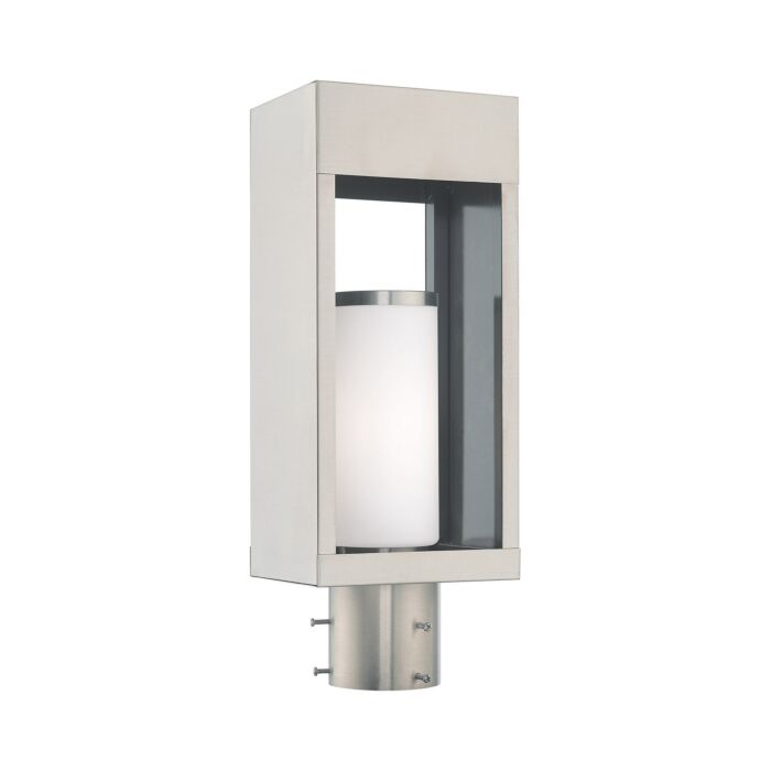 Bleecker 1-Light Outdoor Post-Top Lanterm in Brushed Nickel