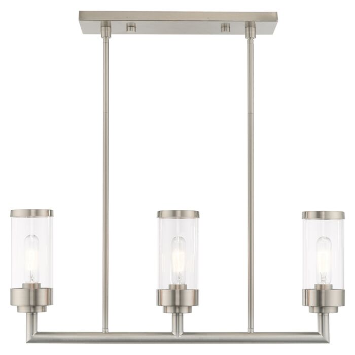 Hillcrest 3-Light Linear Chandelier in Brushed Nickel