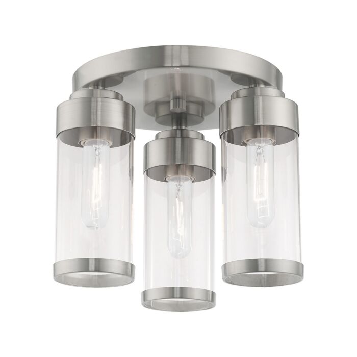 Hillcrest 3-Light Ceiling Mount in Brushed Nickel