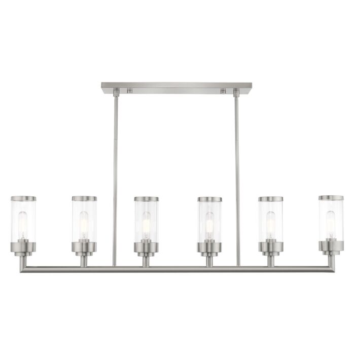 Hillcrest 6-Light Linear Chandelier in Brushed Nickel