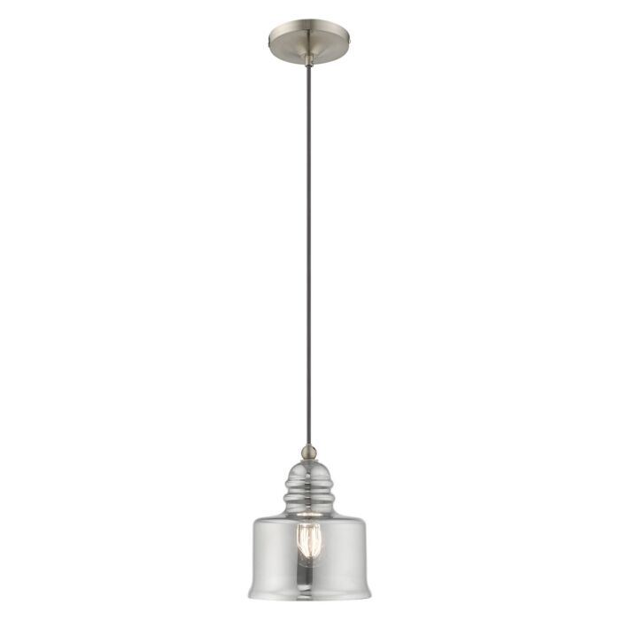 Hand Blown Art Glass Mini Pendants 1-Light Mini Pendant in Brushed Nickel