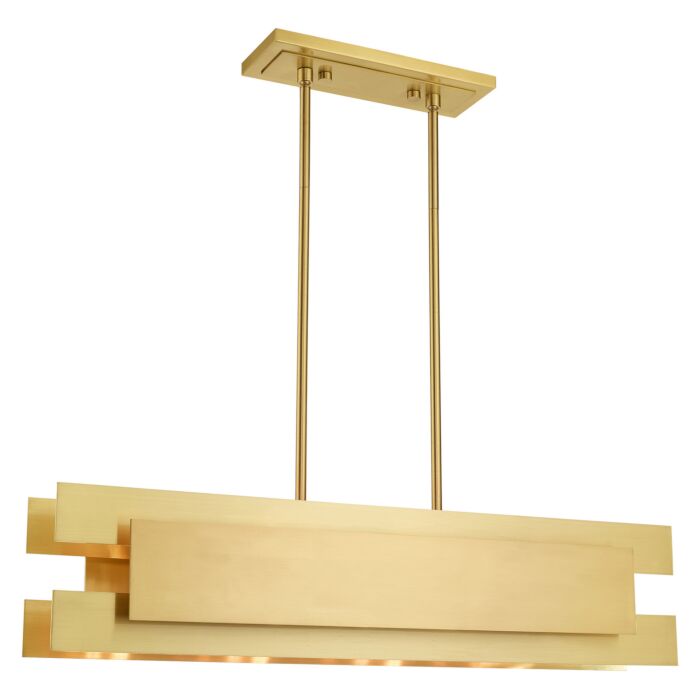 Varick 4-Light Linear Chandelier in Satin Brass