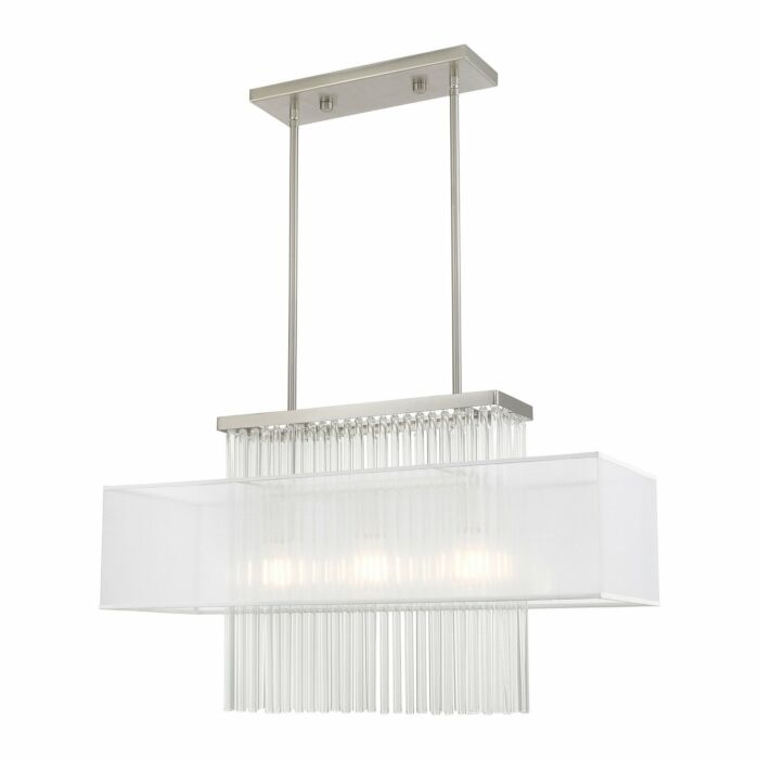 Alexis 3-Light Linear Chandelier in Brushed Nickel