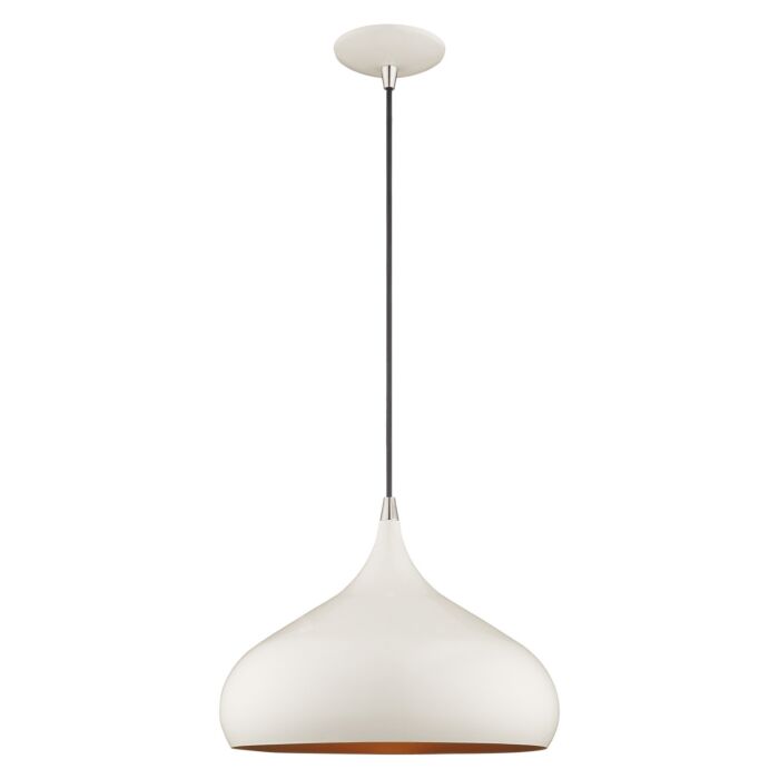 Amador 1-Light Mini Pendant in Shiny White w with Polished Chromes
