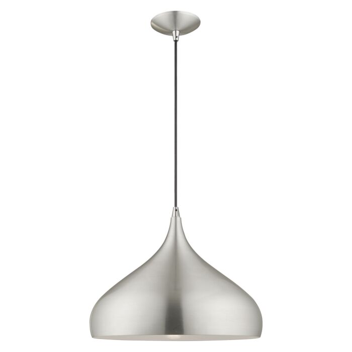 Amador 1-Light Mini Pendant in Brushed Aluminum w with Polished Chromes