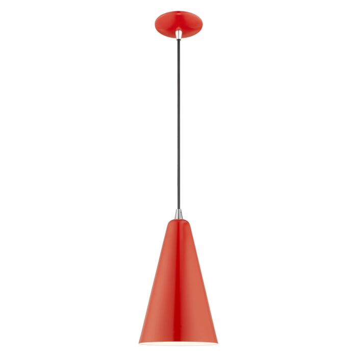 Dulce 1-Light Mini Pendant in Shiny Red w with Polished Chromes