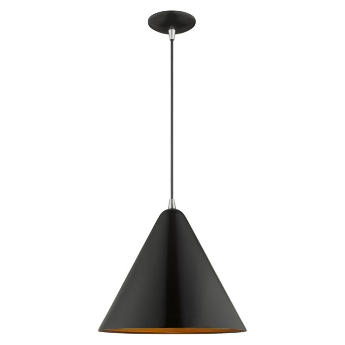 Dulce 1-Light Mini Pendant in Shiny Black w with Polished Chromes