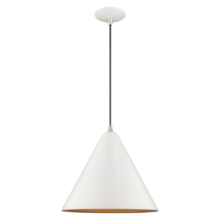 Dulce 1-Light Mini Pendant in Shiny White w with Polished Chromes