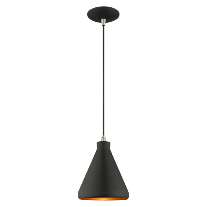 Geneva 1-Light Mini Pendant in Black w with Brushed Nickels