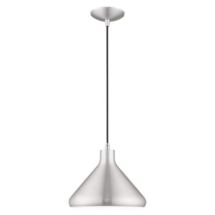 Geneva 1-Light Mini Pendant in Brushed Aluminum w with Polished Chromes