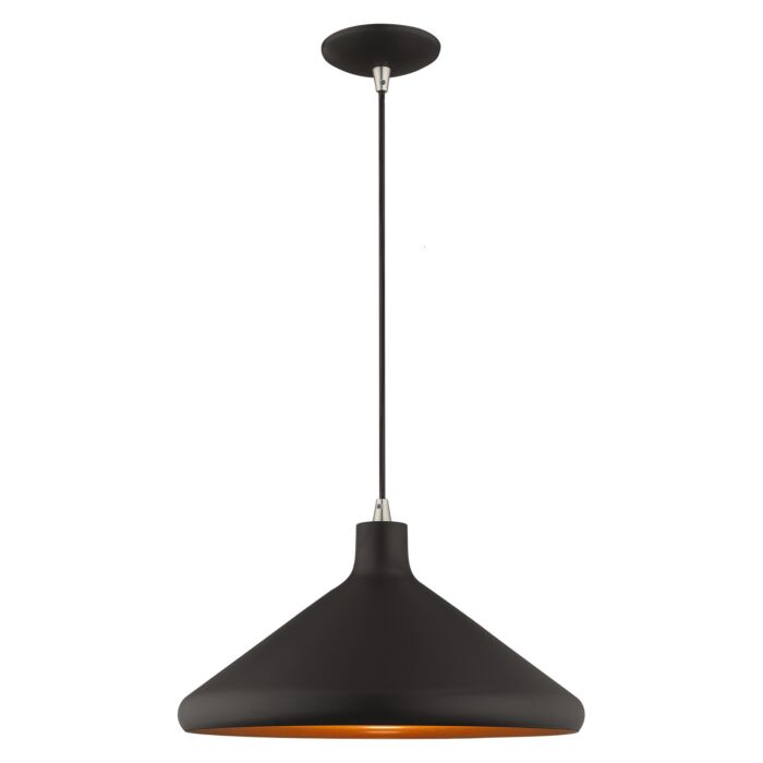 Geneva 1-Light Mini Pendant in Black w with Brushed Nickels