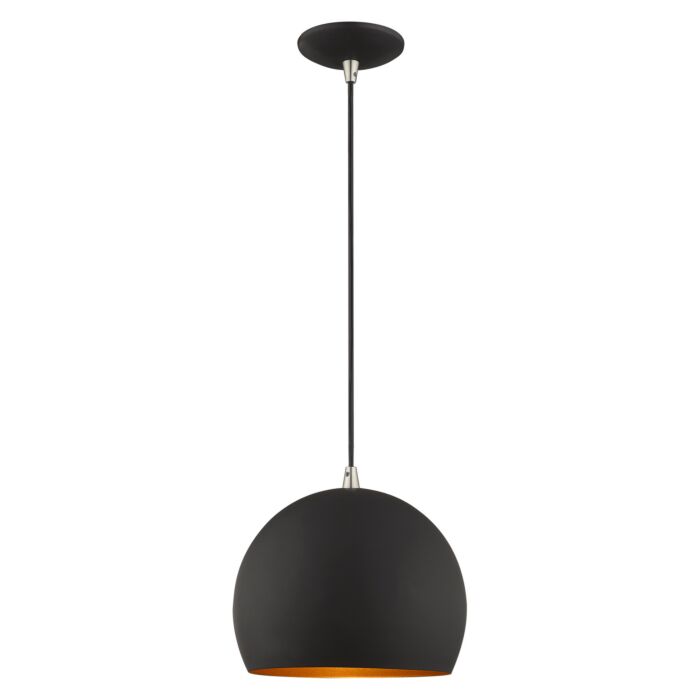 Piedmont 1-Light Mini Pendant in Black w with Brushed Nickels
