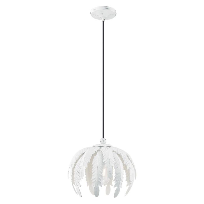 Acanthus 1-Light Mini Pendant in Hand Applied Antique White