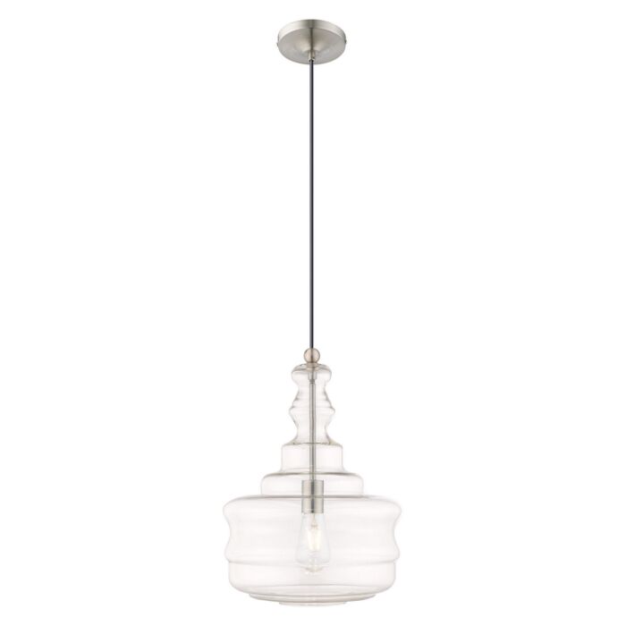 Hand Blown Art Glass Mini Pendants 1-Light Mini Pendant in Brushed Nickel