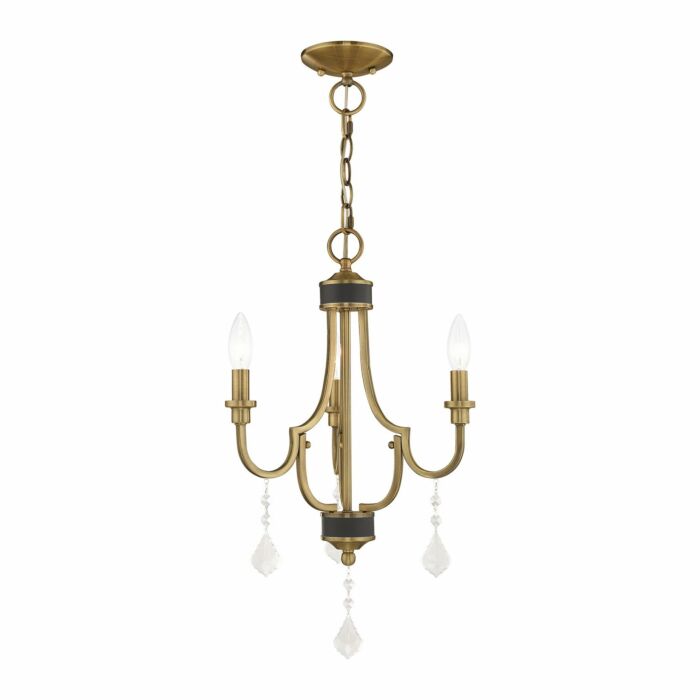 Glendale 3-Light Mini Chandelier in Antique Brass w with Bronzes