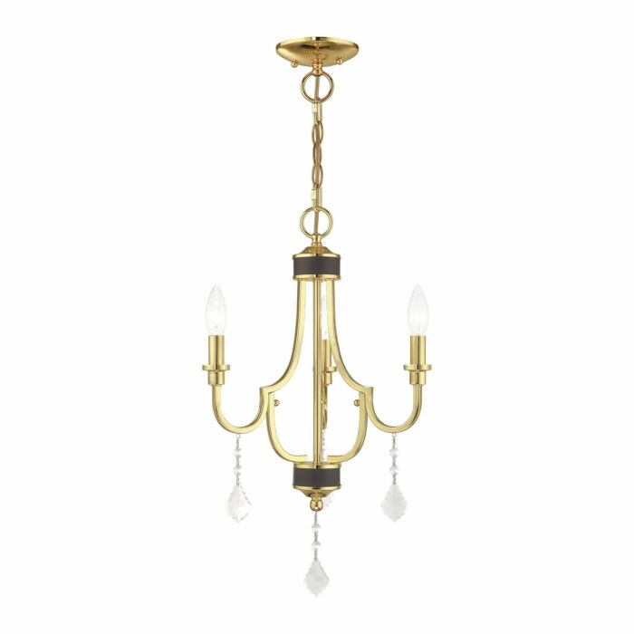 Glendale 3-Light Mini Chandelier in Polished Brass w with Bronzes