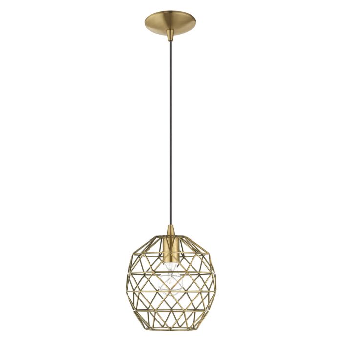 Geometrix 1-Light Mini Pendant in Antique Brass