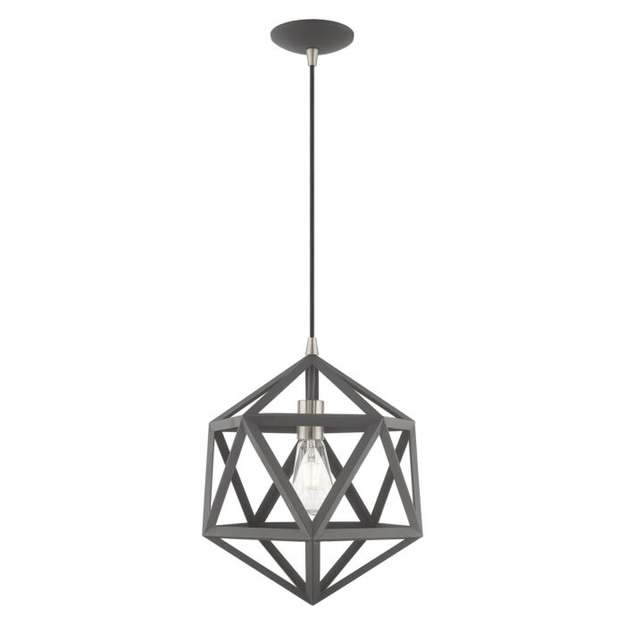 Ashland 1-Light Mini Pendant in Scandinavian Gray w with Brushed Nickels
