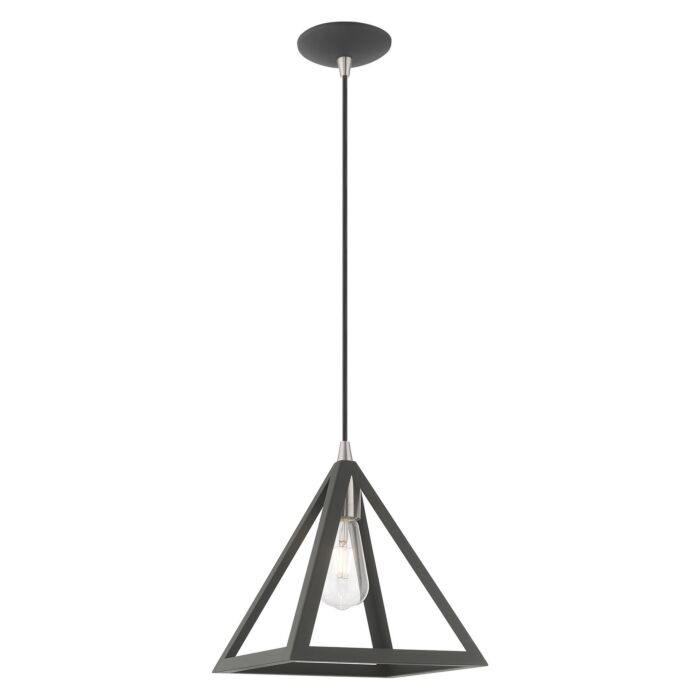 Pinnacle 1-Light Mini Pendant in Scandinavian Gray w with Brushed Nickels