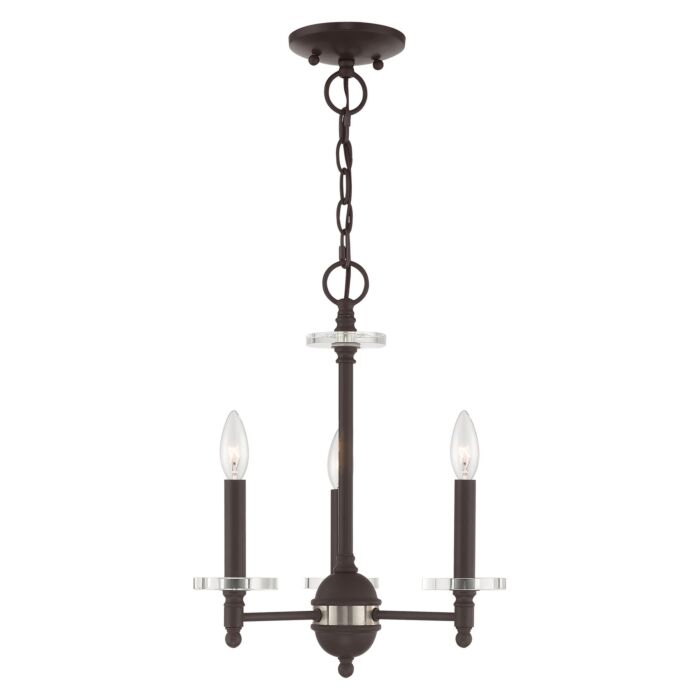 Bennington 3-Light Mini Chandelier in Bronze w with Brushed Nickel