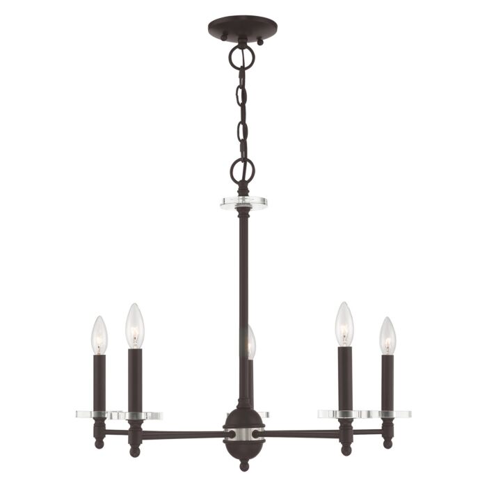 Bennington 5-Light Chandelier in Bronze w with Brushed Nickel