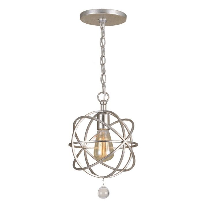 Crystorama Solaris 9 Inch Pendant Light in Olde Silver