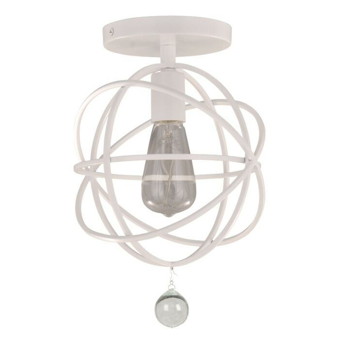 Crystorama Solaris 9 Inch Ceiling Light in Wet White with Clear Glass Drops Crystals