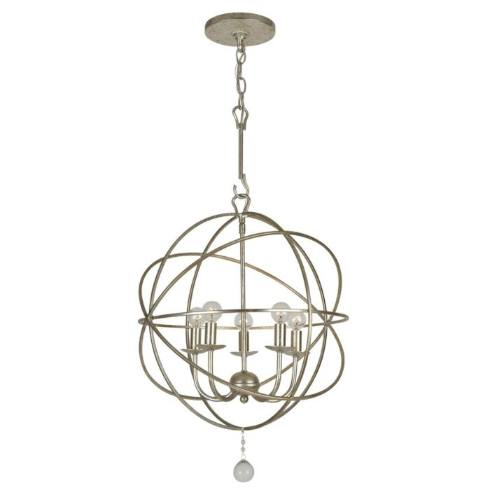 Crystorama Solaris 5 Light 19 Inch Mini Chandelier in Olde Silver