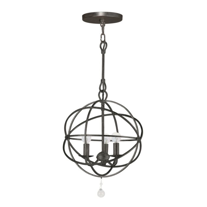 Crystorama Solaris 3 Light 17 Inch Mini Chandelier in English Bronze