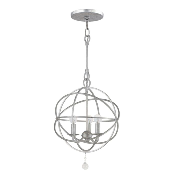 Crystorama Solaris 3 Light 17 Inch Mini Chandelier in Olde Silver