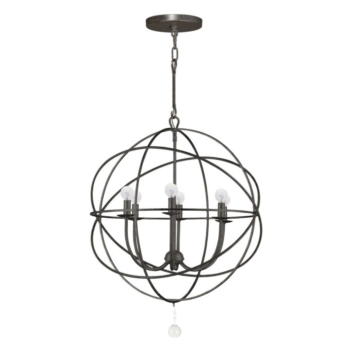 Crystorama Solaris 6 Light Industrial Chandelier in English Bronze