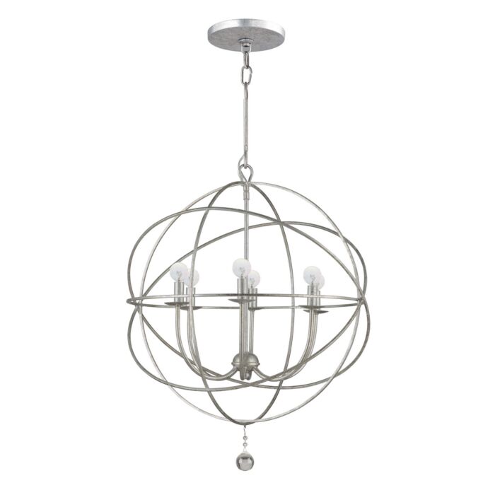 Crystorama Solaris 6 Light 28 Inch Industrial Chandelier in Olde Silver