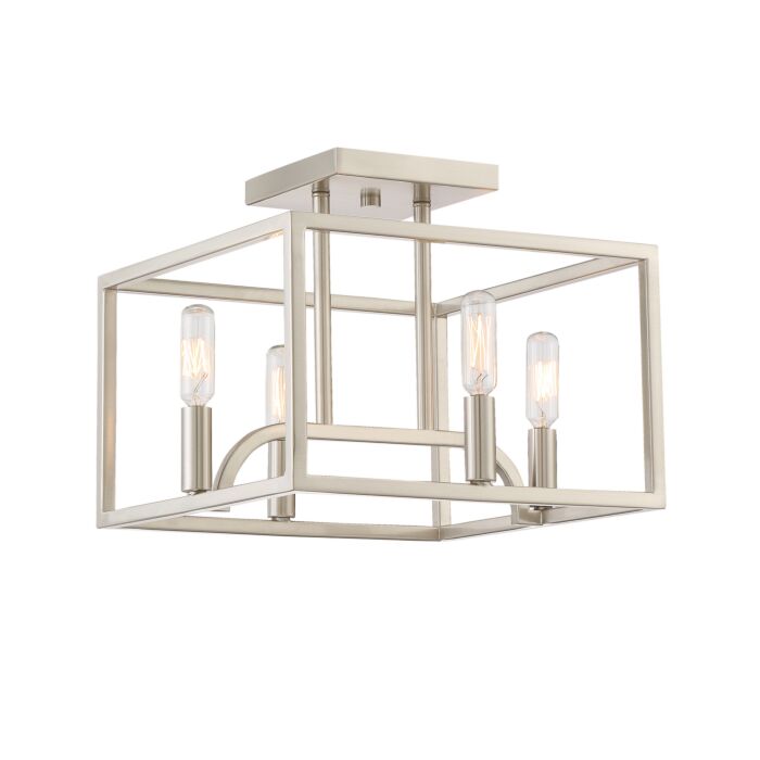 Uptown 4-Light Semi-Flush Mount in Satin Platinum