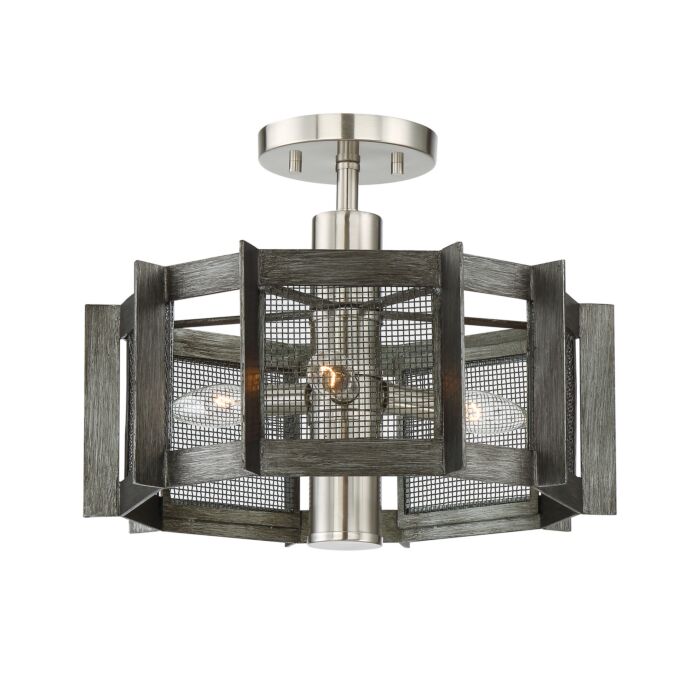 Baxter 3-Light Semi-Flush Mount in Weathered Iron