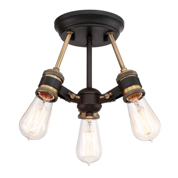 Miles 3-Light Semi-Flush Mount in Vintage Bronze