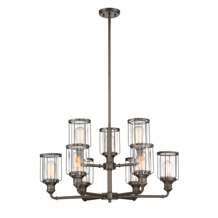Anson 9-Light Chandelier in Satin Copper Bronze