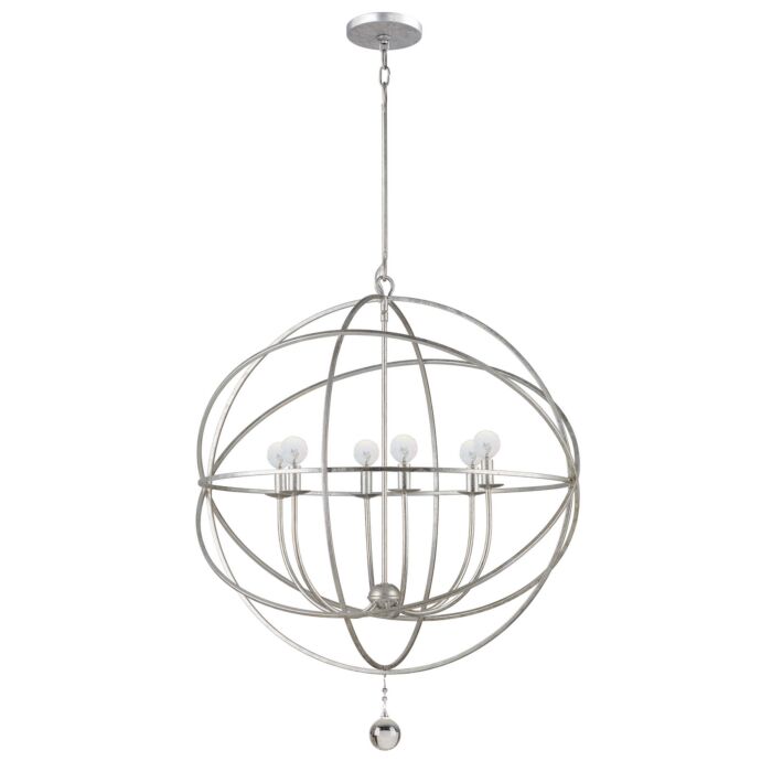 Crystorama Solaris 6 Light 36 Inch Industrial Chandelier in Olde Silver