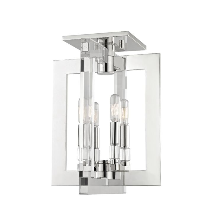 Hudson Valley Wellington 4 Light 12 Inch Ceiling Light in Polished Nickel