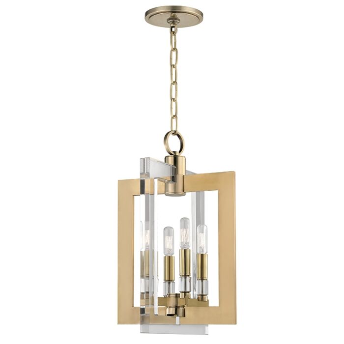 Hudson Valley Wellington 4 Light 19 Inch Pendant Light in Aged Brass