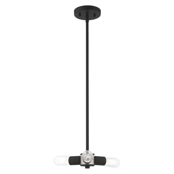 Copenhagen 3-Light Mini Chandelier in Black w with Brushed Nickels