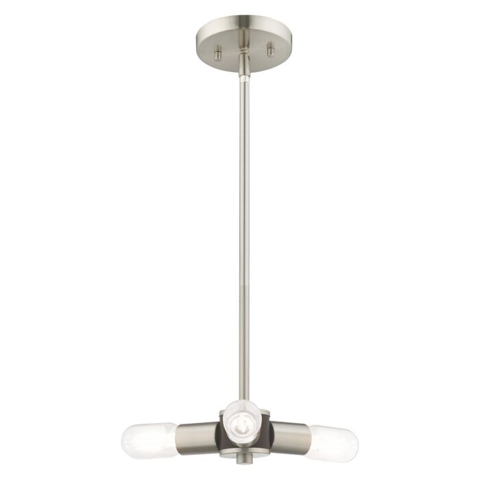 Copenhagen 3-Light Mini Chandelier in Brushed Nickel w with Bronzes