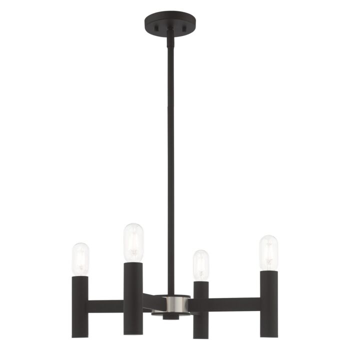 Copenhagen 4-Light Mini Chandelier in Black w with Brushed Nickels