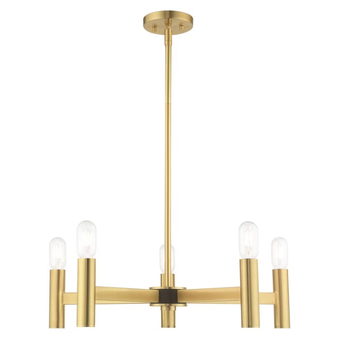 Copenhagen 5-Light Chandelier in Satin Brass w with Bronzes