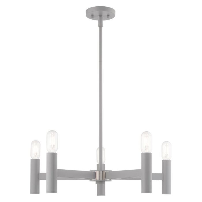 Copenhagen 5-Light Chandelier in Nordic Gray w with Brushed Nickels