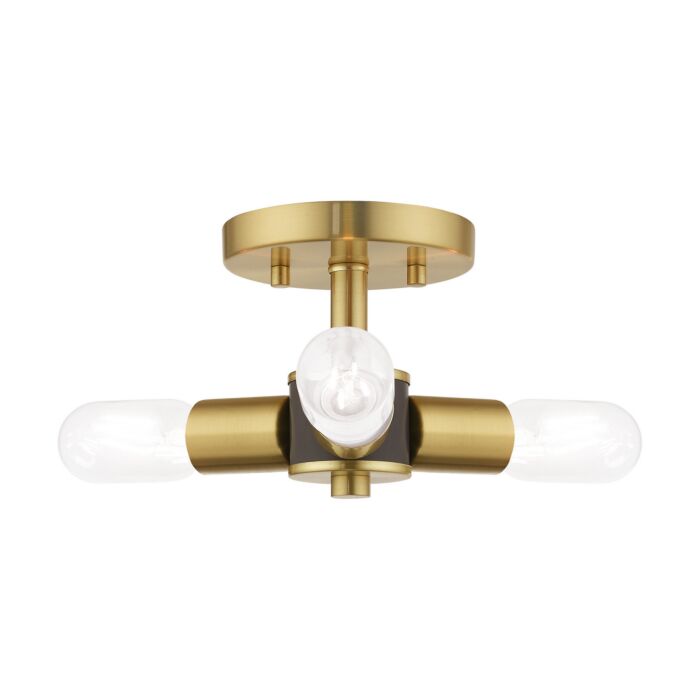 Copenhagen 3-Light Ceiling Mount in Satin Brass w with Bronzes