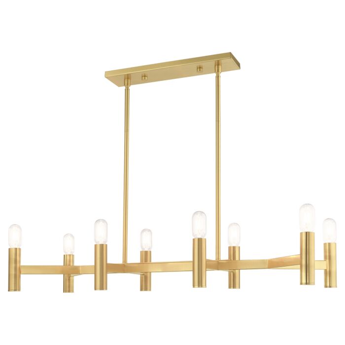 Copenhagen 8-Light Linear Chandelier in Satin Brass