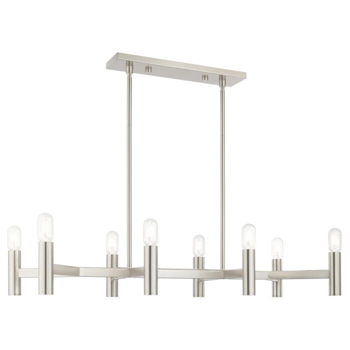 Copenhagen 8-Light Linear Chandelier in Brushed Nickel